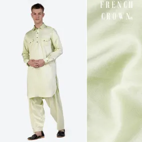 Bone Green Subtle Sheen Super Soft Premium Cotton Pathani Set