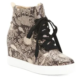 Catherine Malandrino Women's Snakeskin Embossed Ankle Booties Wedge Fashion Sneakers