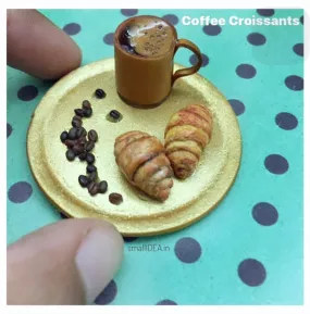 Coffee Croissant Miniature Food Magnet