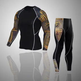 Critical Power Long Sleeve No Gi BJJ Compression Rash Guard & Leggings/Spats for Jiu-Jitsu, MMA, Grappling and Wrestling Kit