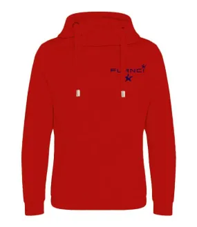 Cross Neck Hoodie | Fire Red