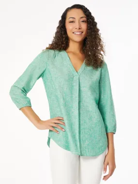 Crossdye V-Neck Pleated Kelly Blouse