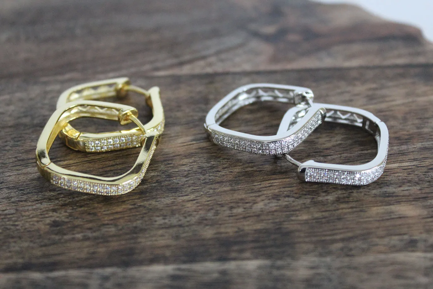 CZ Paved Square Hoops