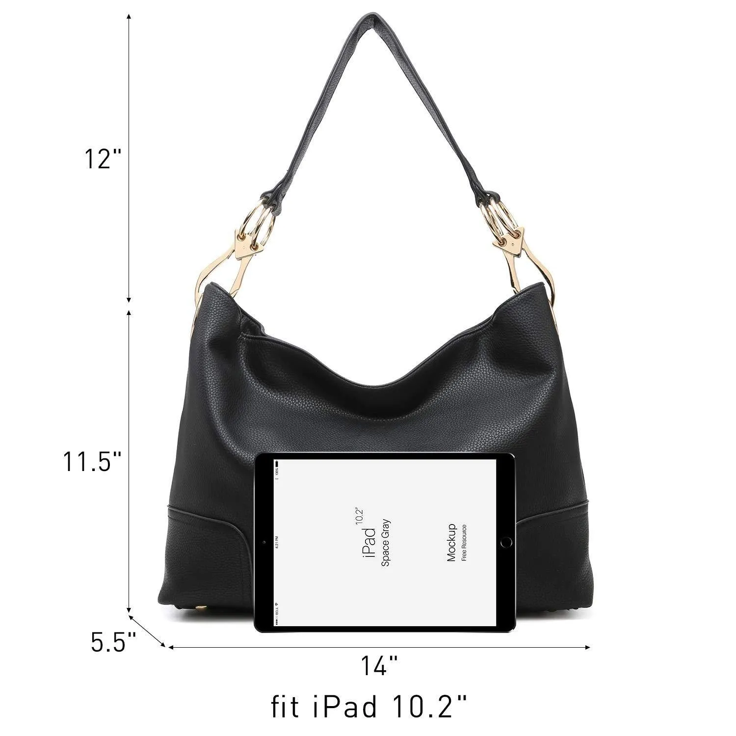 Fashion Large Corner Patched Smooth magnetic Closure Hobo Bag Dasein