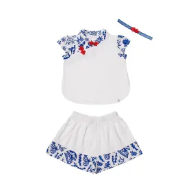 Jian Zhi Missy Mandarin Collar Set (Blue)