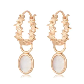 Moonstone Gold Huggie Hoop Earrings - Dancing Star