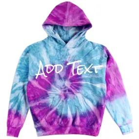 Personalized Neon Tie Dye Fleece Pullover Hooded Sweatshirt - Aqua/Purple