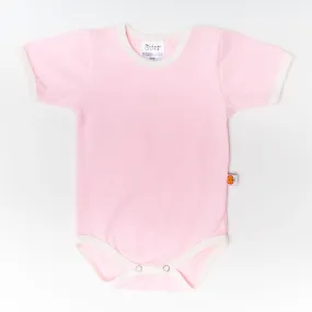 Short-sleeve baby body "Light Pink/Ecru"