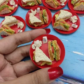 Vegetable Sandwich With Waffers Miniature Food Magnet